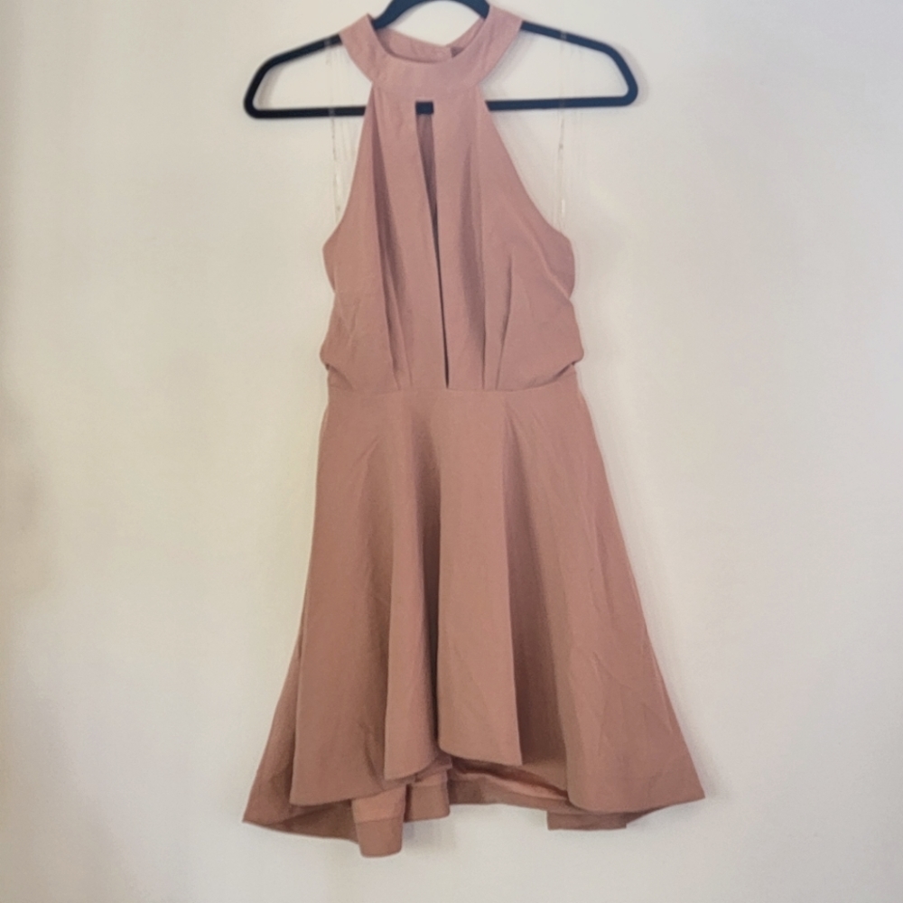 DO + BE Cros back halter top High low Bodycon Mini Dress Small